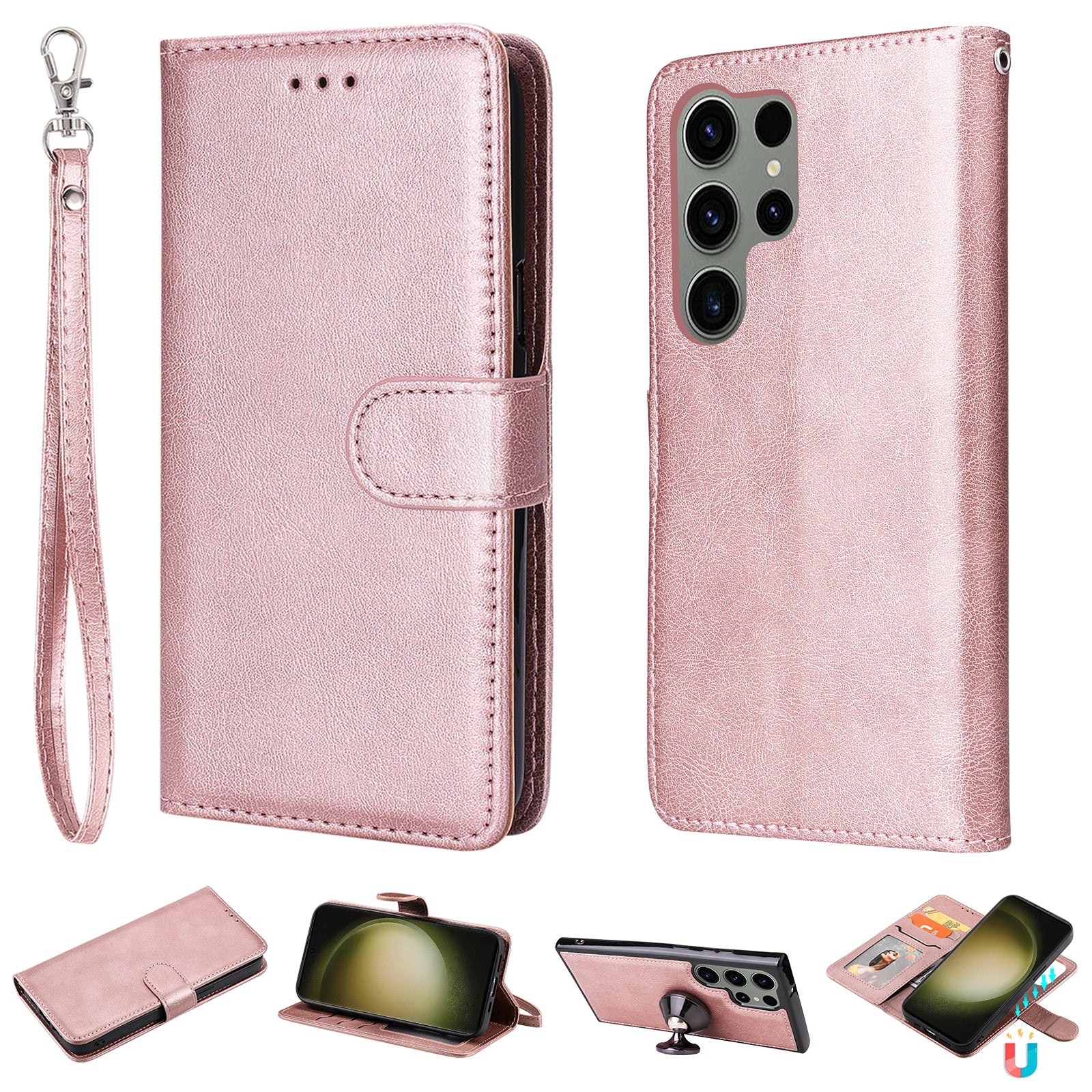 KT Leather Series-3 for Samsung Galaxy S23 Ultra Magnetic Detachable PU Leather Wallet Case Solid Color Flip Stand Phone Cover KT Leather Series-3 for Samsung Galaxy S23 Ultra Magnetic Detachable PU Leather Wallet Case Solid Color Flip Stand Phone Cover